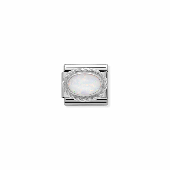 330503 07 01 Nomination - Comp. Classic hard stones stainless steel, rich 925 sterling silver setting WHITE OPAL Nomination - Comp. Classic hard stones stainless steel, rich 925 sterling silver setting WHITE OPAL