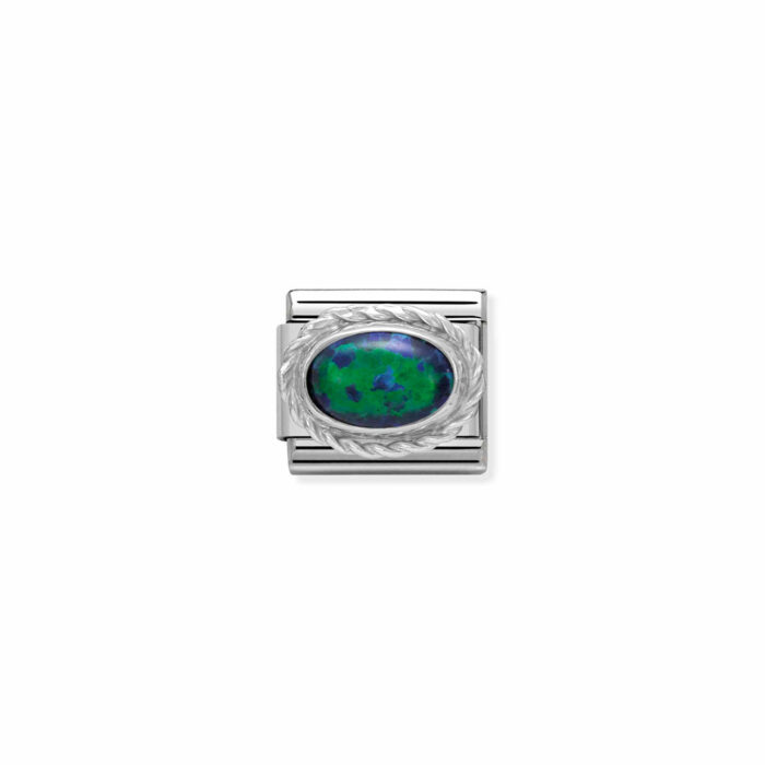 330503 26 01 Nomination - Comp. Classic hard stones stainless steel, rich 925 sterling silver setting Green Opal Nomination - Comp. Classic hard stones stainless steel, rich 925 sterling silver setting Green Opal