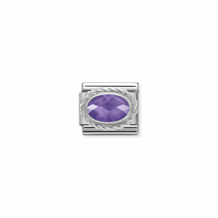 330604 001 01 Nomination - Composable Classic FACETED CZ in stainless steel with 925 sterling silver setting and detail PURPLE Nomination - Composable Classic FACETED CZ in stainless steel with 925 sterling silver setting and detail PURPLE