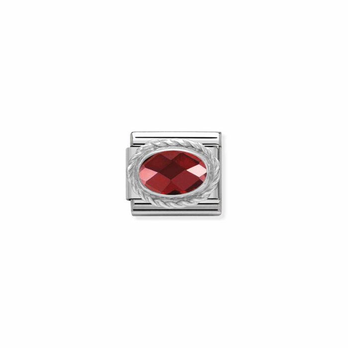330604 005 01 Nomination - Composable Classic FACETED CZ in stainless steel with 925 sterling silver setting and detail RED