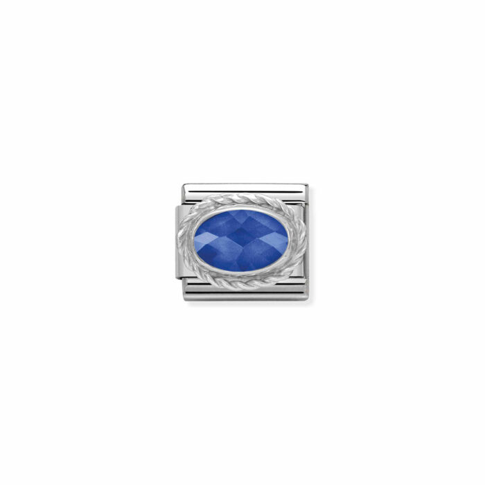 330604 007 01 Nomination - Composable Classic FACETED CZ in stainless steel with 925 sterling silver setting and detail BLUE