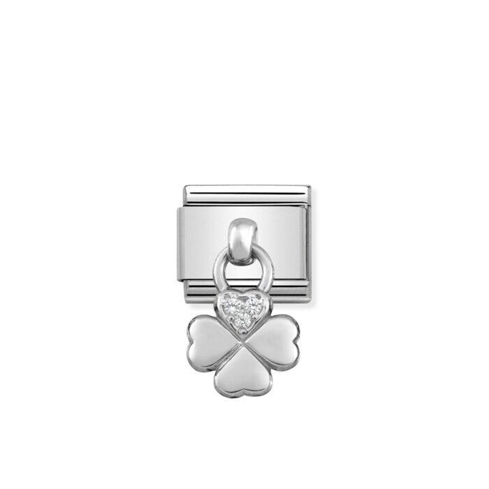 331800 02 01 Nomination - Composable Classic CHARMS stainless steel and 925 sterling silver Four Leaf Clover CZ Nomination - Composable Classic CHARMS stainless steel and 925 sterling silver Four Leaf Clover CZ