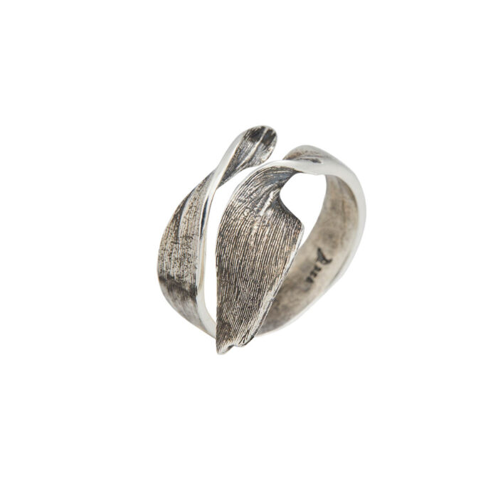 340123 50 Ask ring oksidert Huldresølv - Ask ring i oksidert sølv