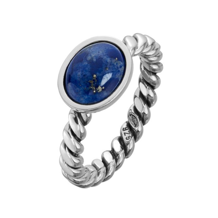 340176 21 2 Huldresølv - Tvunnet sølvring - Lapis Lazuli