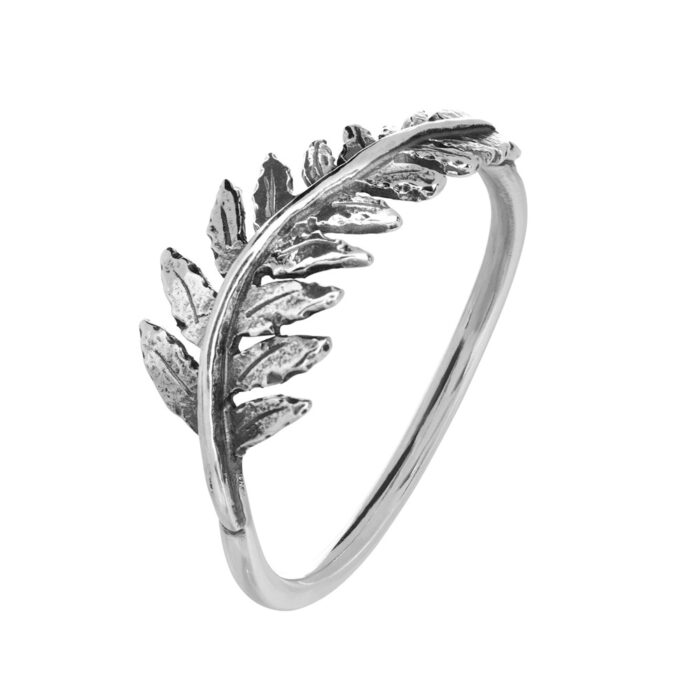 342190 Huldresølv - Bregne liten ring i oksidert sølv