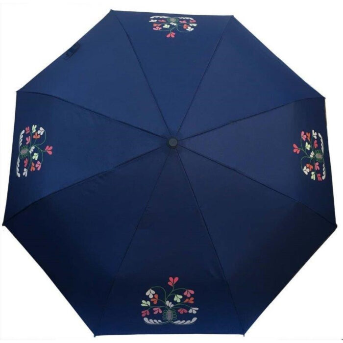 4 5 Bunadsparaply Solør Odal blå - Solid paraply av meget god kvalitet med håndsilketrykk