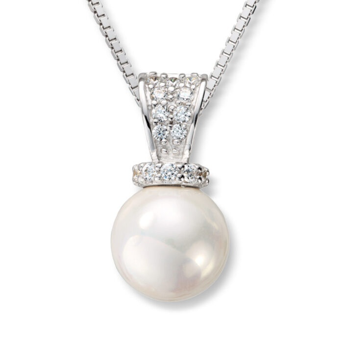 40 70118 650 550 490 1 Silver by Frisenberg - Halssmykke i sølv med zirkoniasteiner og perler