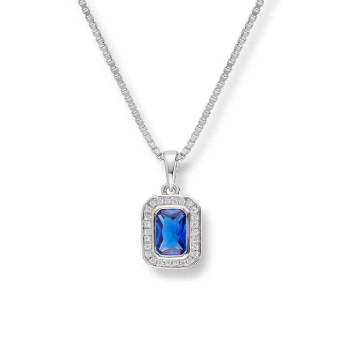 40 70757 1009 99 895 1x08 1 Silver by Frisenberg - Halssmykke i sølv med zirkoniasteiner og blå safir i krystall