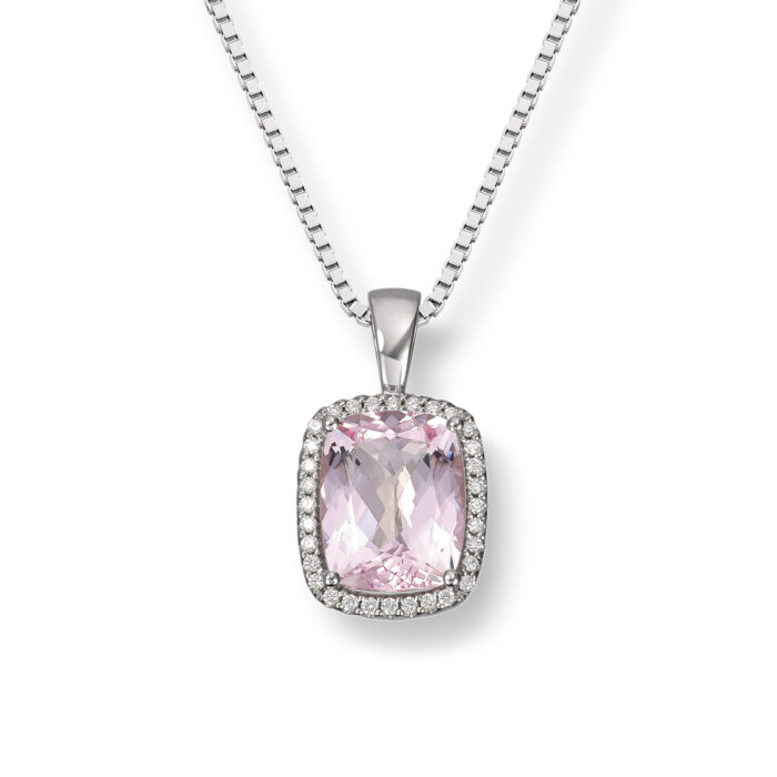 40 70957 4555 14995 Diamonds by Frisenberg - Anheng i 14K hvitt gull med rosa morganitt og diamanter