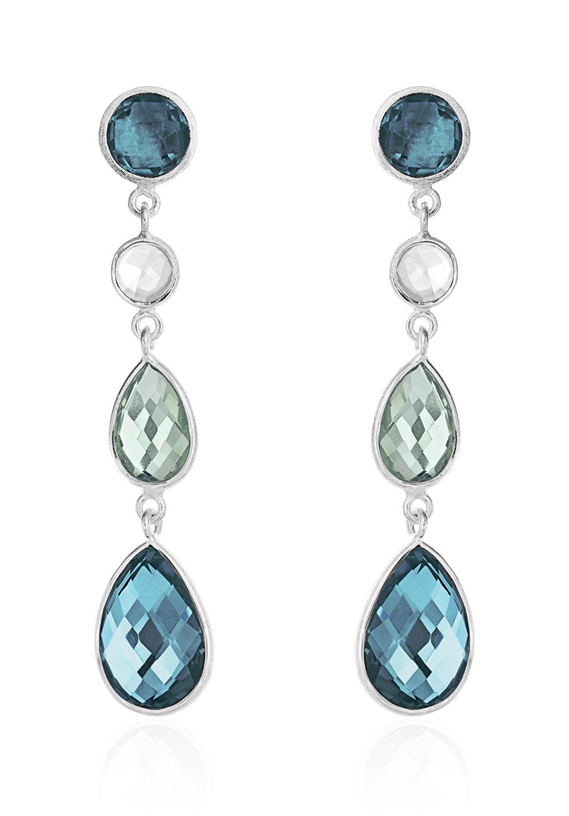4073-1-520 London blue crystal, green quartz, rock crystal