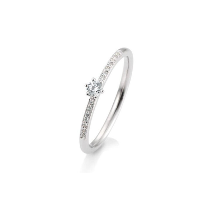 Saint Maurice - Solitaire Ring Pavé i hvitt gull med seks klør og diamant 0