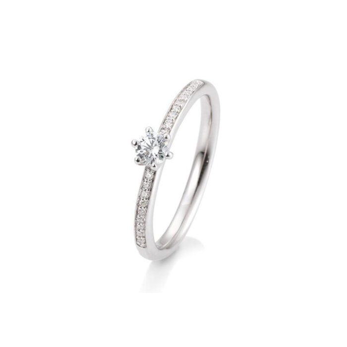 Saint Maurice - Solitaire Ring Pavé i hvitt gull med seks klør og diamant 0