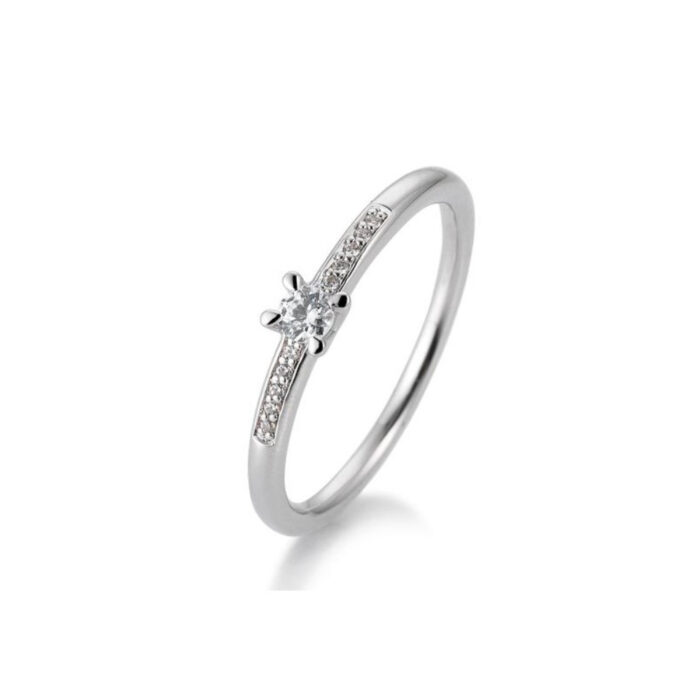 Saint Maurice - Solitaire Ring Pavé i hvitt gull med diamant 0