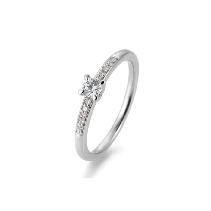 Saint Maurice - Solitaire Ring Pavé i hvitt gull med diamant 0