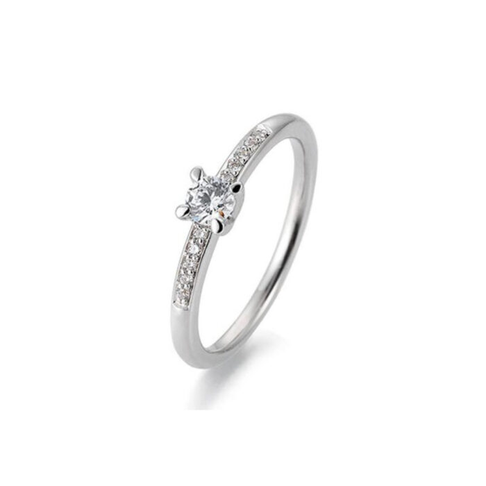 Saint Maurice - Solitaire Ring Pavé i hvitt gull med diamant 0