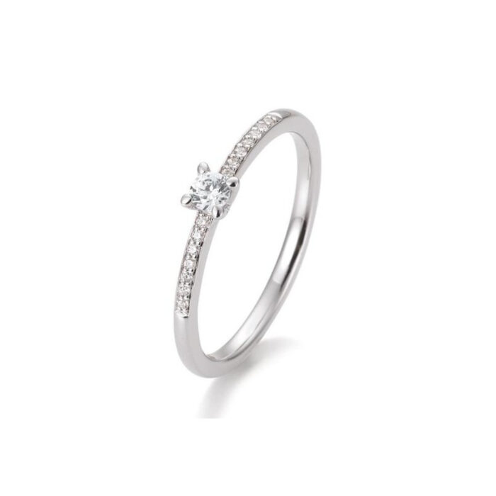 Saint Maurice - Solitaire Ring Pavé i hvitt gull med diamant 0