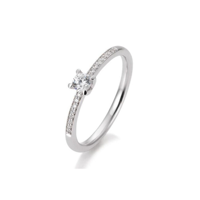 Saint Maurice - Solitaire Ring Pavé i hvitt gull med diamant 0