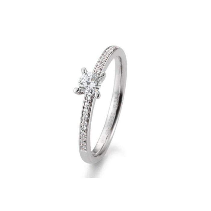 Saint Maurice - Solitaire Ring Pavé i hvitt gull med diamant 0