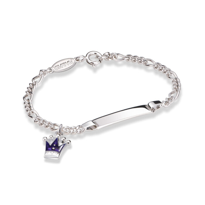 422518 1 Pia&Per - ID armbånd i sølv med glassemalje, lilla prinsessekrone