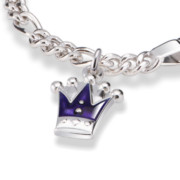 422518 1 Pia&Per - ID armbånd i sølv med glassemalje, lilla prinsessekrone