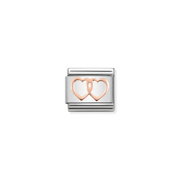 430104 08 01 Nomination - Composable Classic SYMBOLS steel and 9k rose gold Double Hearts