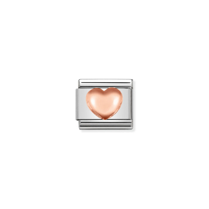 430104 22 01 Nomination - Composable Classic SYMBOLS steel and 9k rose gold Raised heart