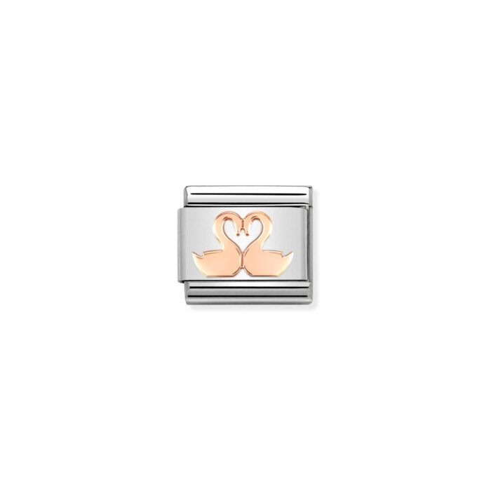 430104 40 01 Nomination - Composable Classic SYMBOLS steel and 9k rose gold Swans
