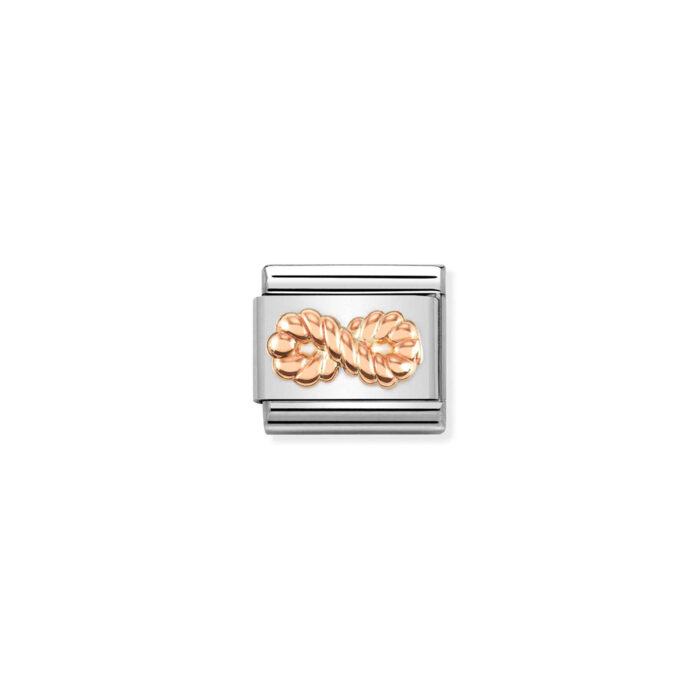 430106 24 01 Nomination - Composable Classic RELIEF SYMBOLS stainless steel and 9k rose gold Infinite Rope