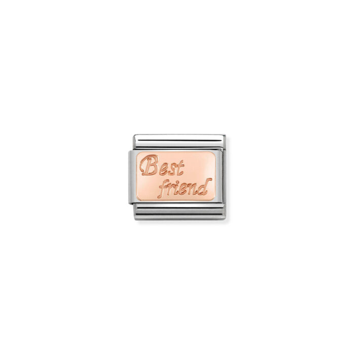 430108 16 01 Nomination - Composable Classic ENGRAVED WRITINGS steel and 9k rose gold Best Friend