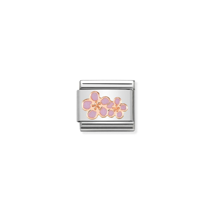 430202 03 01 Nomination - Composable Classic SYMBOLS steel, enamel and 9k rose gold Peach flowers Nomination - Composable Classic SYMBOLS steel, enamel and 9k rose gold Peach flowers