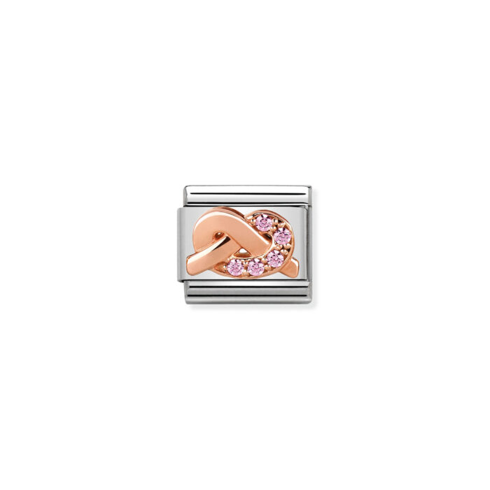 430302 07 01 Nomination - Composable Classic Symbols in stainless steel with 9k rose gold and CZ PINK knot Nomination - Composable Classic Symbols in stainless steel with 9k rose gold and CZ PINK knot