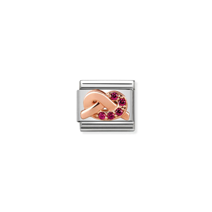 430302 09 01 Nomination - Composable Classic Symbols in stainless steel with 9k rose gold and CZ RED knot Nomination - Composable Classic Symbols in stainless steel with 9k rose gold and CZ RED knot
