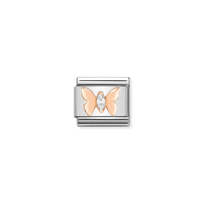 430305 19 01 Nomination - Composable Classic Symbols in stainless steel with 9k rose gold and CZ Butterfly Nomination - Composable Classic Symbols in stainless steel with 9k rose gold and CZ Butterfly