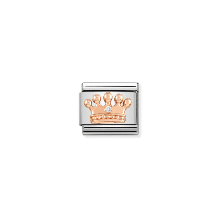 430305 24 01 Nomination - Composable Classic Symbols in stainless steel with 9k rose gold and CZ Crown with White CZ Nomination - Composable Classic Symbols in stainless steel with 9k rose gold and CZ Crown with White CZ