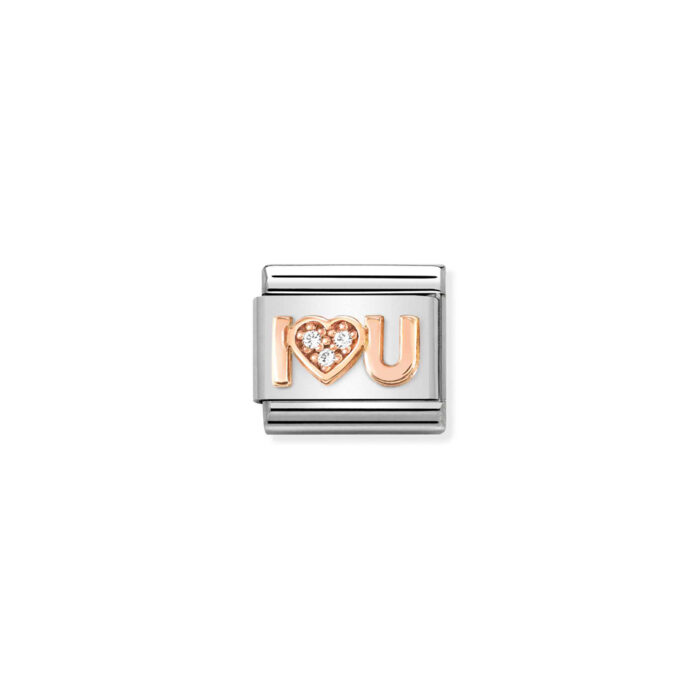 430305 36 01 Nomination - Composable Classic Symbols in stainless steel with 9k rose gold and CZ I Heart You Nomination - Composable Classic Symbols in stainless steel with 9k rose gold and CZ I Heart You