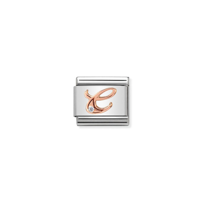430310 03 01 Nomination - Composable Classic LETTERS steel, zircon and 9k rose gold C