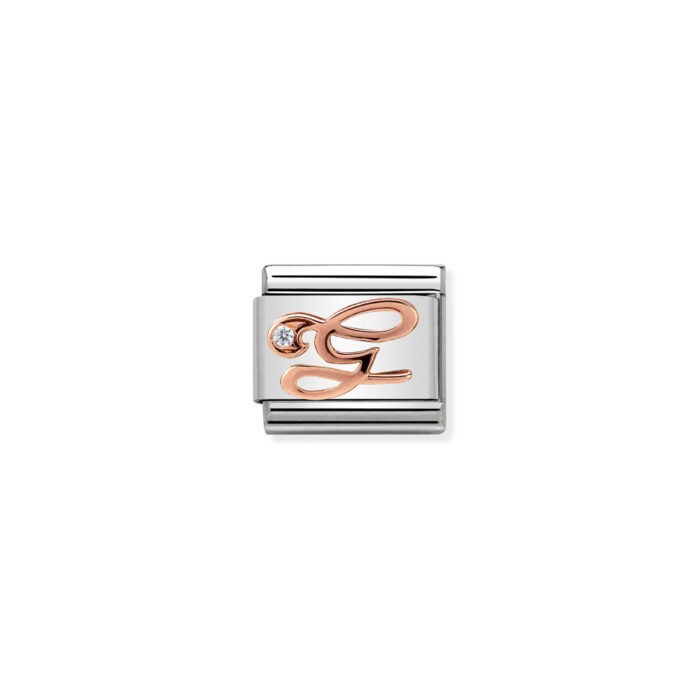 430310 07 01 Nomination - Composable Classic LETTERS steel, zircon and 9k rose gold G