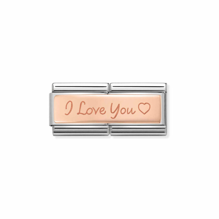 Nomination - Composable Classic DOUBLE ENGRAVED steel and 9k rose gold CUSTOM I love You