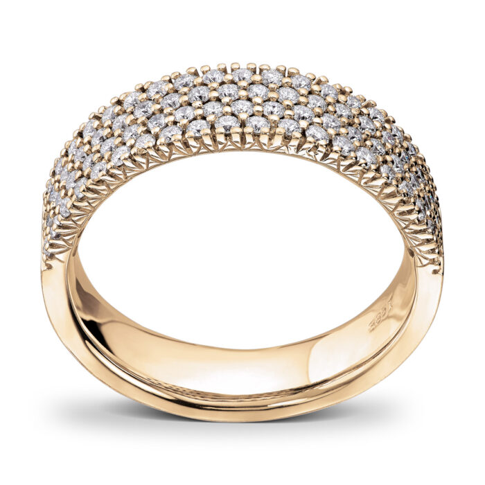50 00337 076 TW SI GU 22460 1 1 Diamonds by Frisenberg - Bred ring i gult gull med diamantdryss - Totalt 0,76 ct