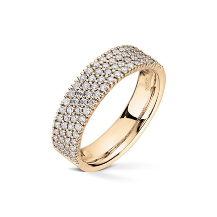 50 00337 076 TW SI GU 22460 2 600x600 1 Diamonds by Frisenberg - Bred ring i gult gull med diamantdryss - Totalt 0,76 ct