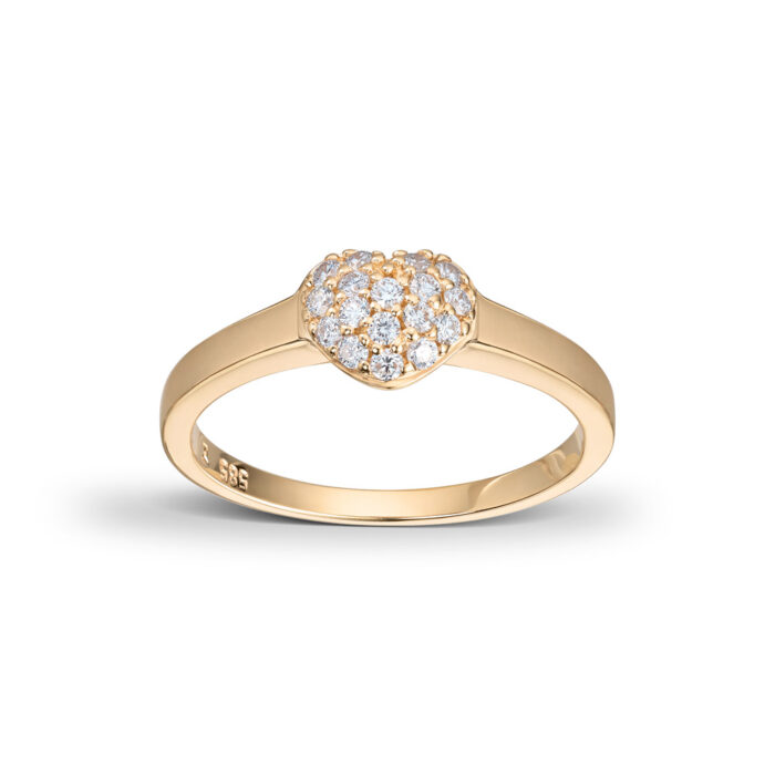 50 00614 1250 9895 1 Diamonds by Frisenberg - Ring i 14k gult gull med pavert diamanthjerte Diamonds by Frisenberg - Ring i 14k gult gull med pavert diamanthjerte