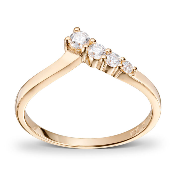 50 00677 1250 10495 2 Diamonds by Frisenberg - V-formet ring i 14k gult gull med diamanter i alt 0,24 ct