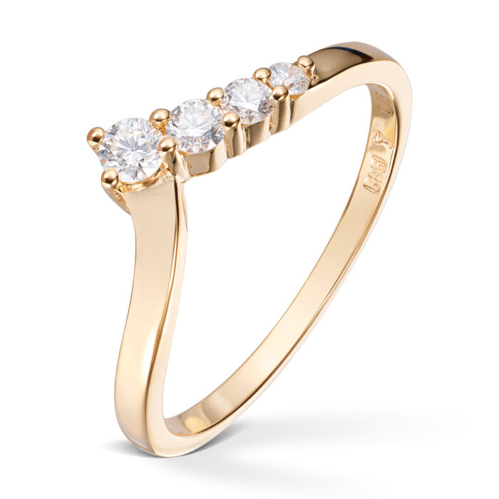 50 00677 1250 10495 Diamonds by Frisenberg - V-formet ring i 14k gult gull med diamanter i alt 0,24 ct