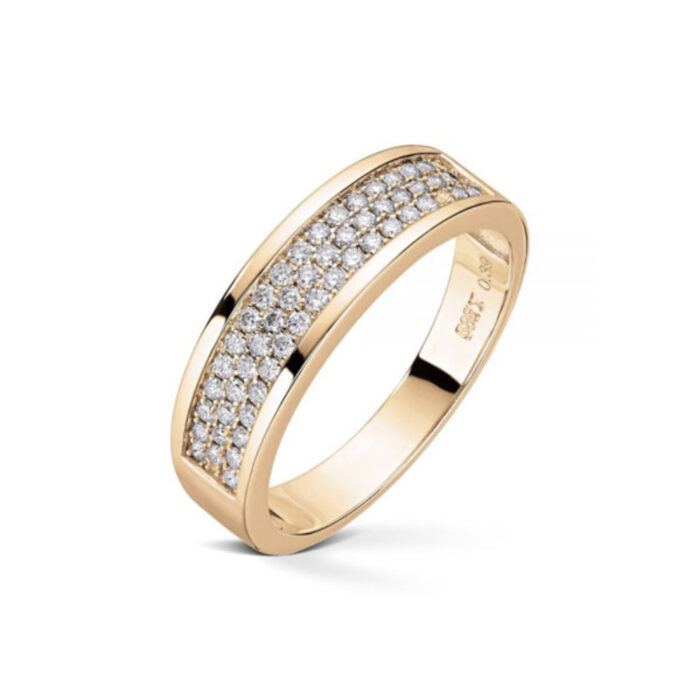 50 70006 039 TW SI GU 14900 2 600x600 1 Diamonds by Frisenberg - Bred ring i gult gull med diamanter - Totalt 0,39 ct