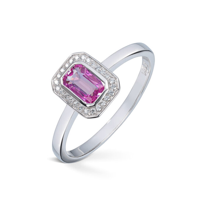 50 70757 4385 11695 Diamonds by Frisenberg - Ring i hvitt gull med rosa safir og 0,07 ct diamanter