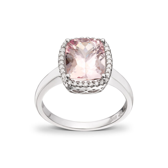 50 70957—4555 15550 Diamonds by Frisenberg - Ring i hvitt gull med pink morganitt og 0,12 ct diamanter