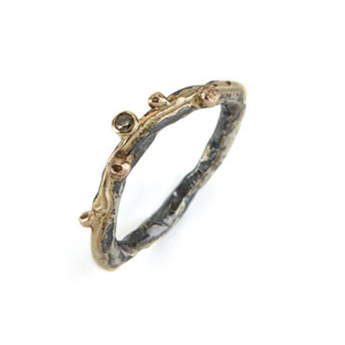 50110111 1 BY BIRDIE-sølv- sort rhodinert-Ring-Zenus Single Brill med diamant