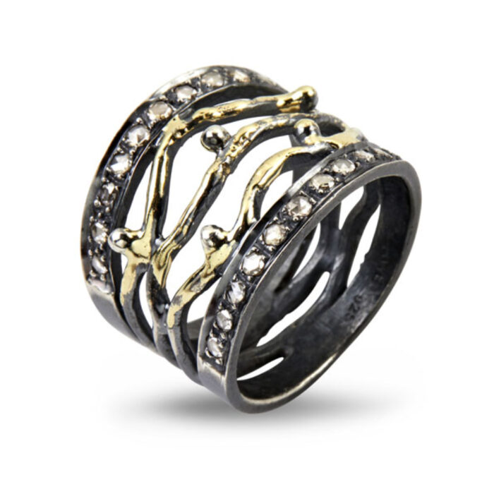 50110200 BY BIRDIE-sølv-sort rhodinert-ring