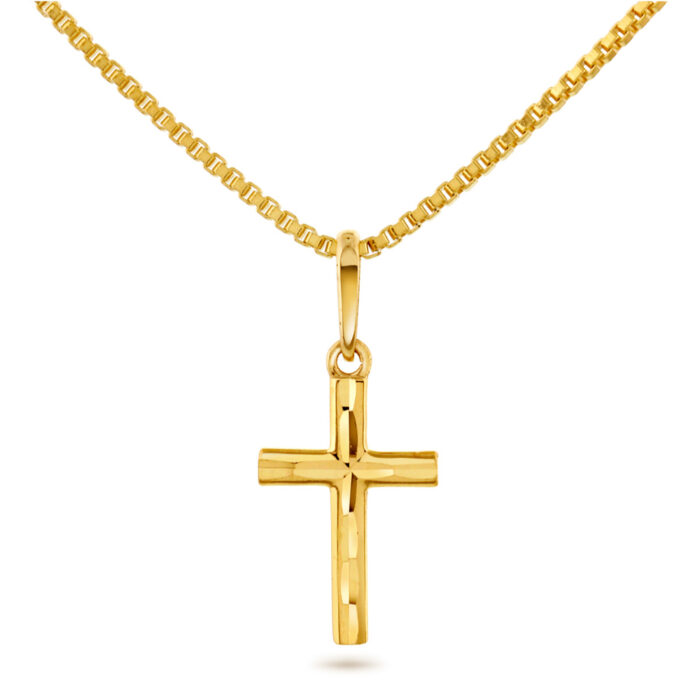 52096 Pia & Per – Halssmykke med kors i gult gull