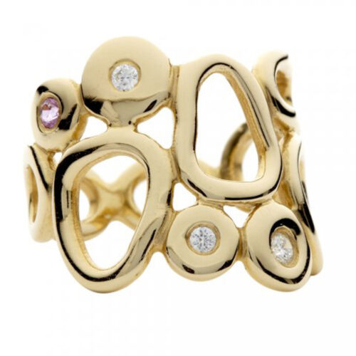 Lene Visholm- Ring med diamant og lilla safir- gull